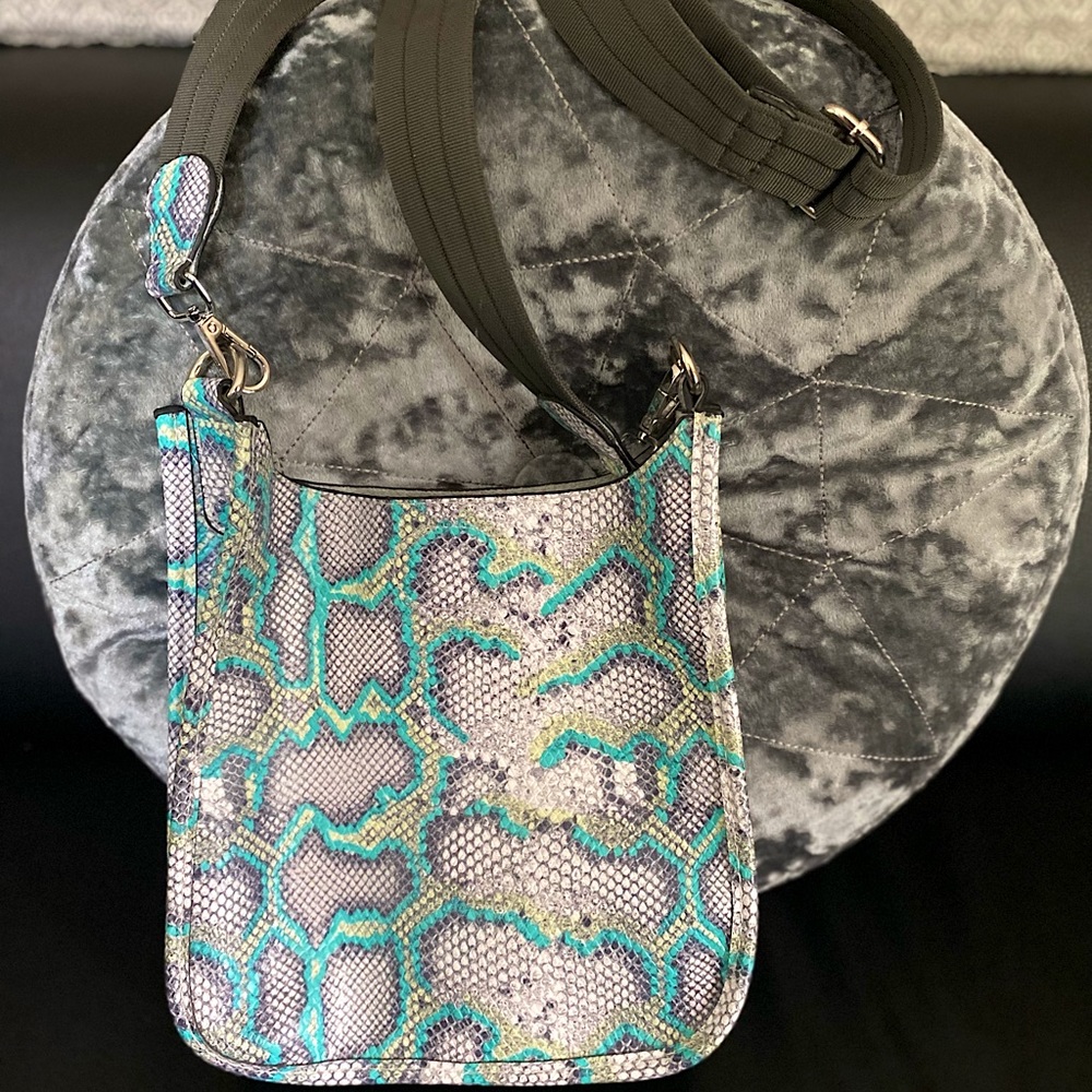 Leather snake printed crossbody bag